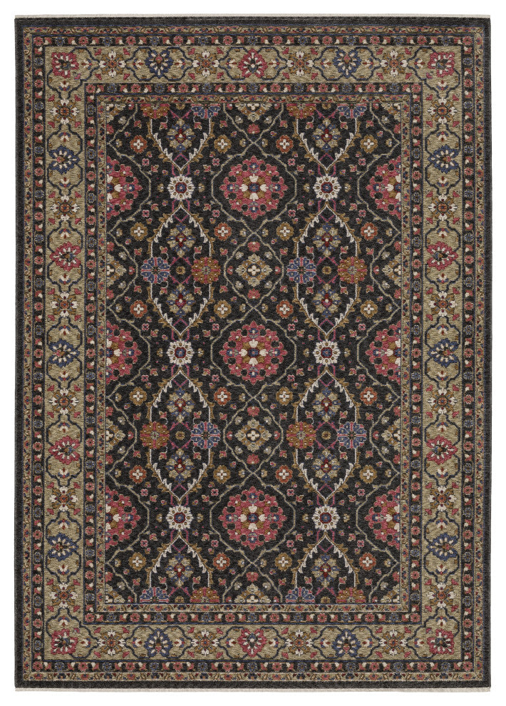 Oriental Weavers Hastings HA07D Floral Rug, Charcoal, 3'10"x5'5"