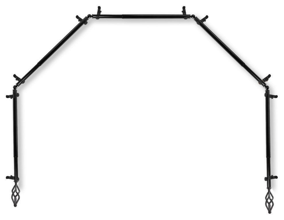 Vinci 13/16" 5-Sided Bay Window Curtain Rod, Black