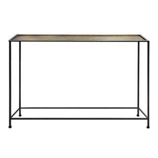 48" Console Sofa Table Bronze Tray Top Industrial Iron Frame Black Brown