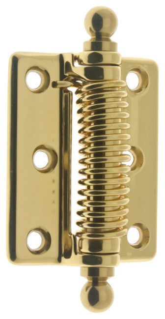 Solid Brass Heavy Duty Spring Screen Door Hinges, Ball Finials, Pair, Polished B
