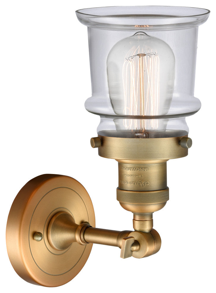 Small Canton 1-Light Sconce, Brushed Brass, Clear