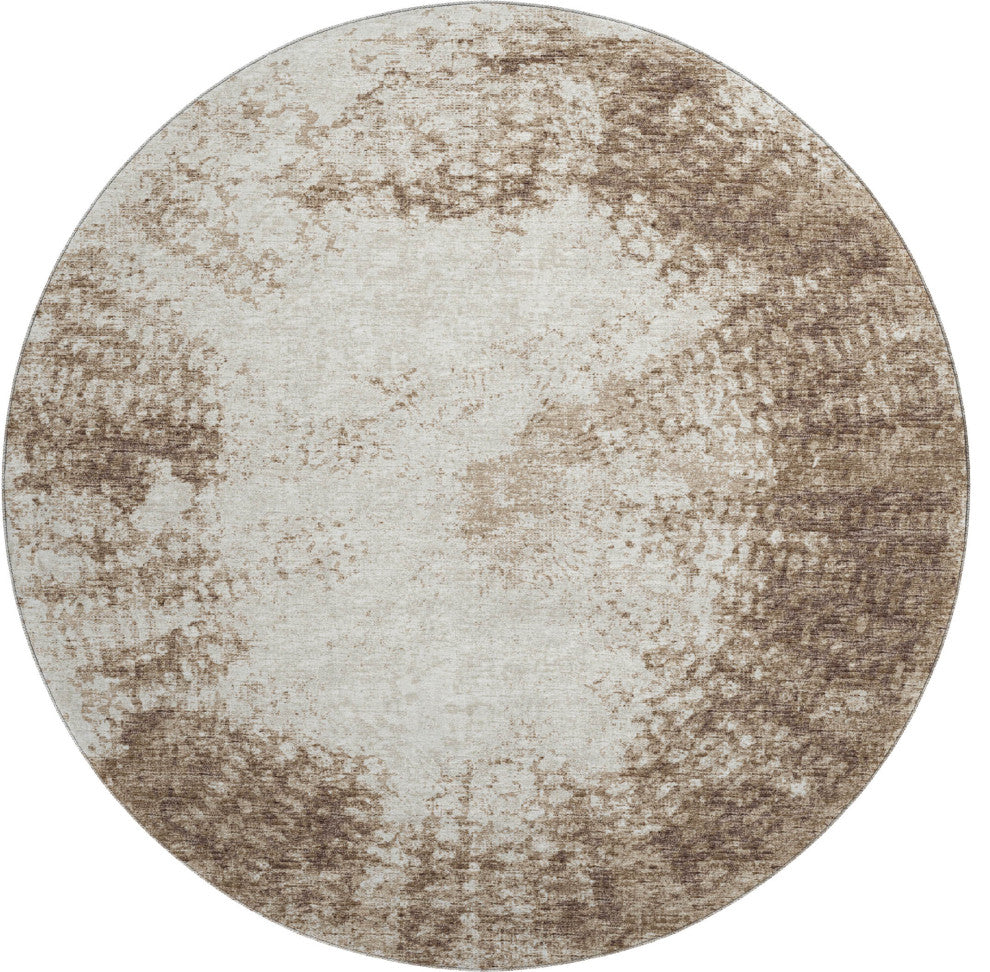 Premium Machine Washable Mayfield AMF34 Brown 8' x 8' Round Rug