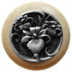 River Iris Wood Knob, Antique Brass, Natural Wood Finish, Antique Pewter