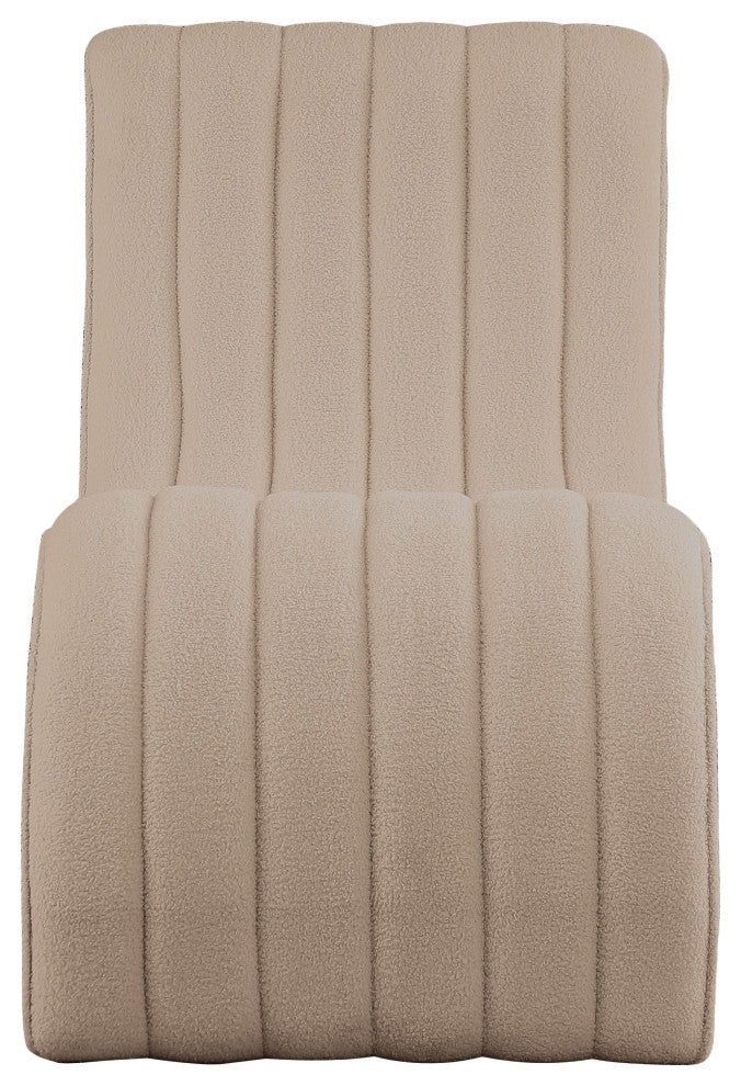 Orian Teddy Fabric Upholstered Chaise, Beige