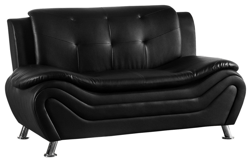 Camille Black Living Room Collection, Loveseat