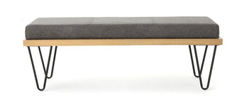GDF Studio Elaina Industrial Modern Microfiber Bench, Slate