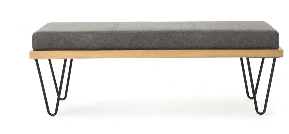 GDF Studio Elaina Industrial Modern Microfiber Bench, Slate