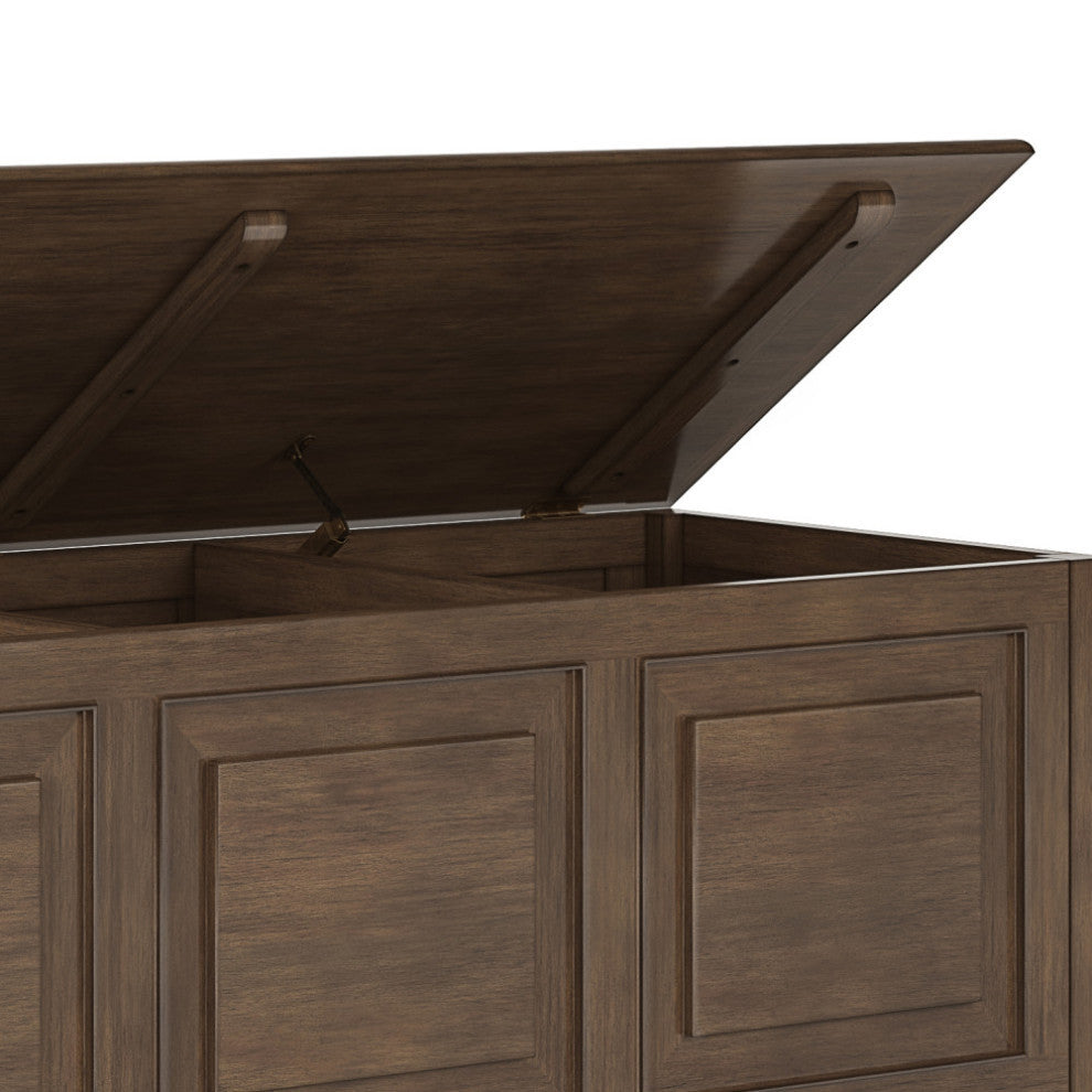Connaught Solid Wood Entryway Storage Bench, Natural Aged Brown