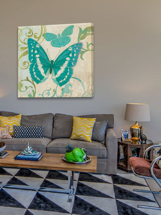 "Teal Butterfly" Painting Print on Wrapped Canvas