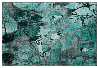 Premium Machine Washable Mayfield AMF558 Teal 1'8" x 2'6" Rug