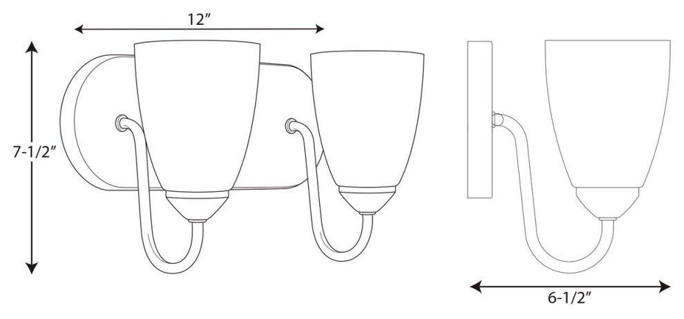Progress Lighting 2-100W Medium Bath Bracket, Brushed Nickel