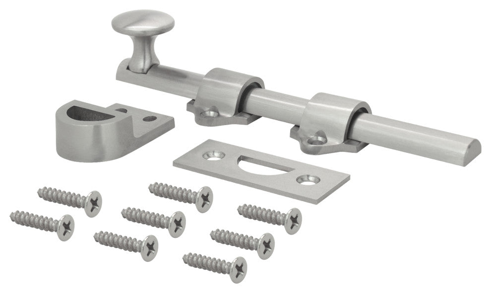 Nuk3y Heavy Duty Solid Brass Dutch Door Surface Bolt 6 inch, Satin Nickel