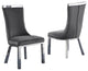 Velvet Upholstered Dining Chairs in Dark Gray with Stainless Steel