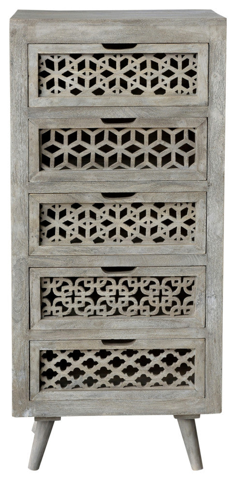 Halle 5-Drawer Hand-Carved Tall Chest