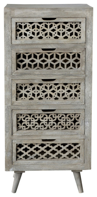 Halle 5-Drawer Hand-Carved Tall Chest