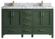 Malibu 60 Double Sink Vanity in Lafayette Green 2" Calacatta Poanazzo