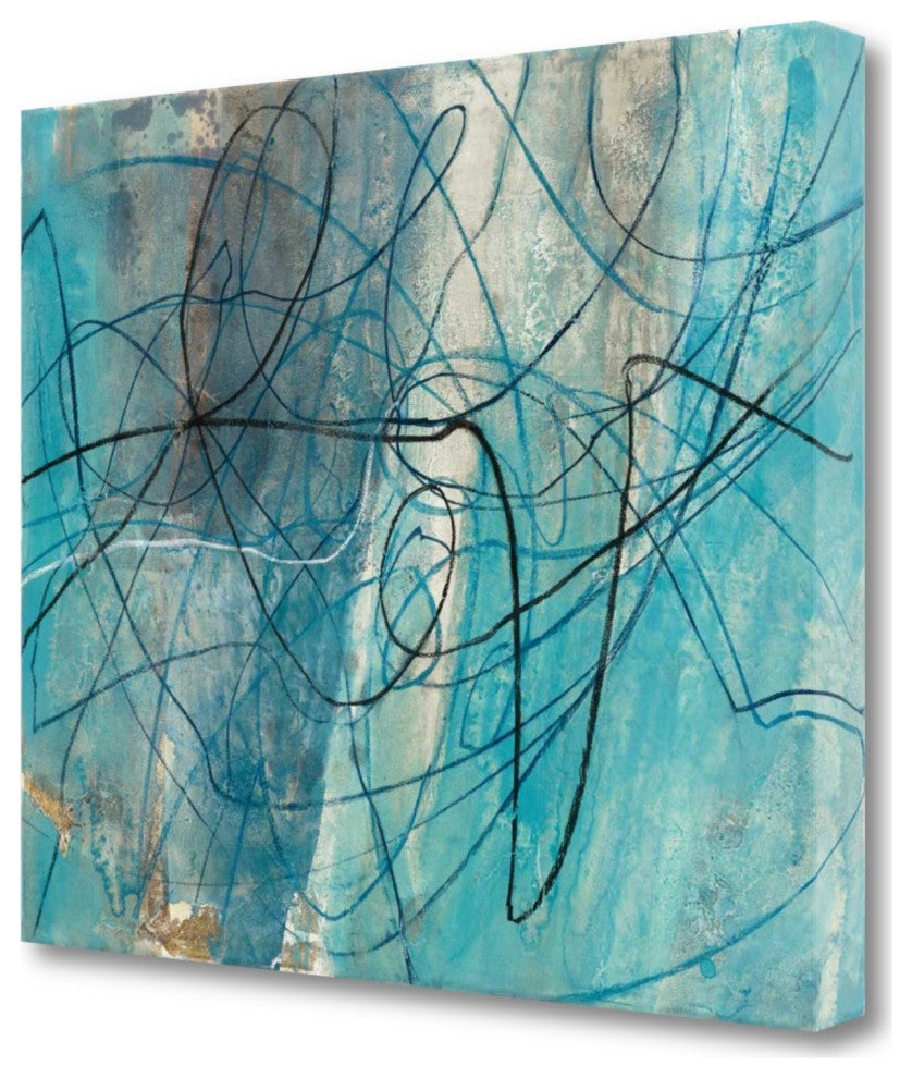 22" Bright Blue Abstract Print Giclee Canvas Wall Art