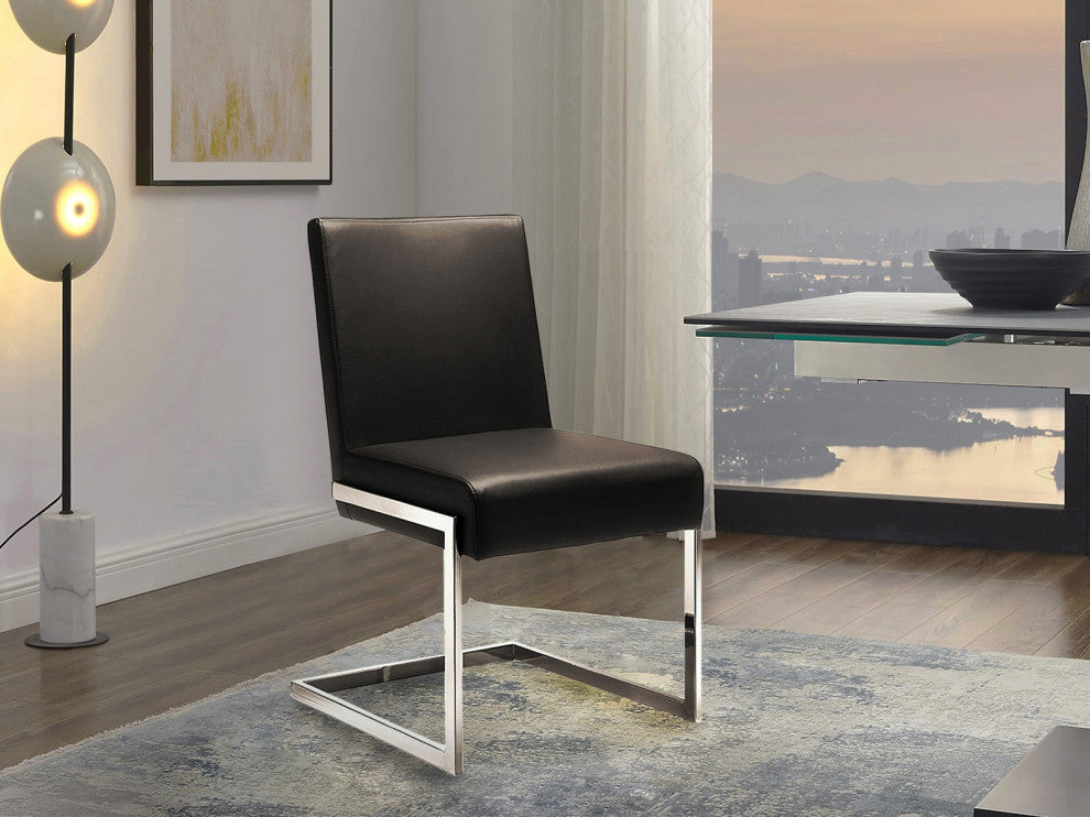 Fontana Set of 2 Dining Chair, Pu Leather, Brown