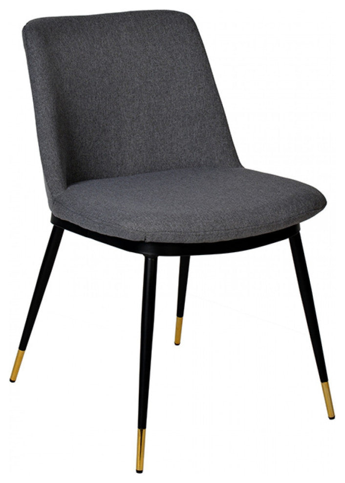 Set of Two Gray Black Dining Chairs