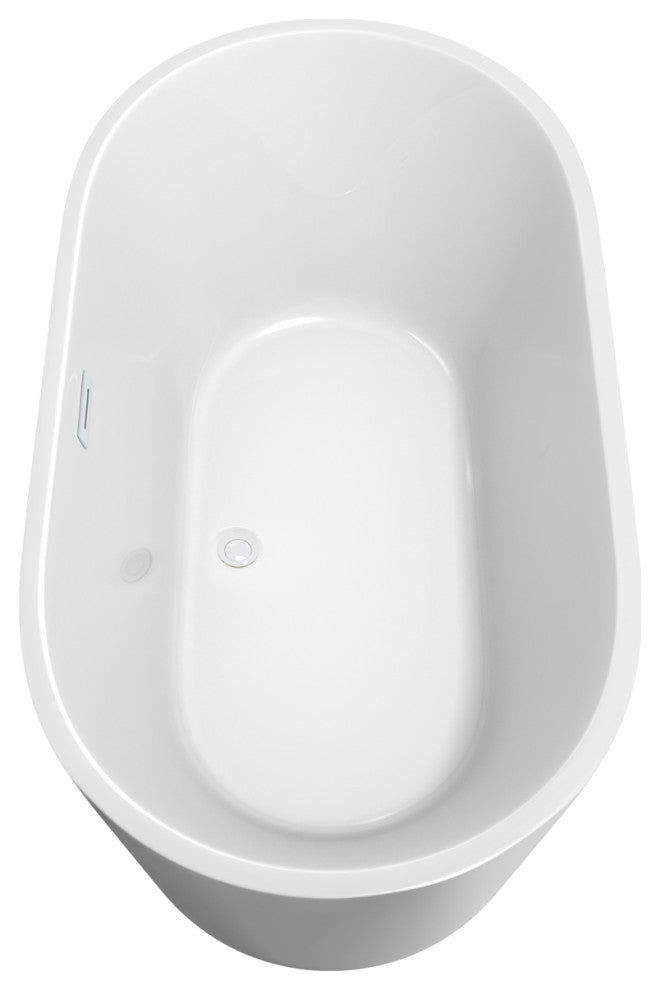 Carissa 60" Freestanding White Bathtub, Shiny White Drain and Overflow Trim