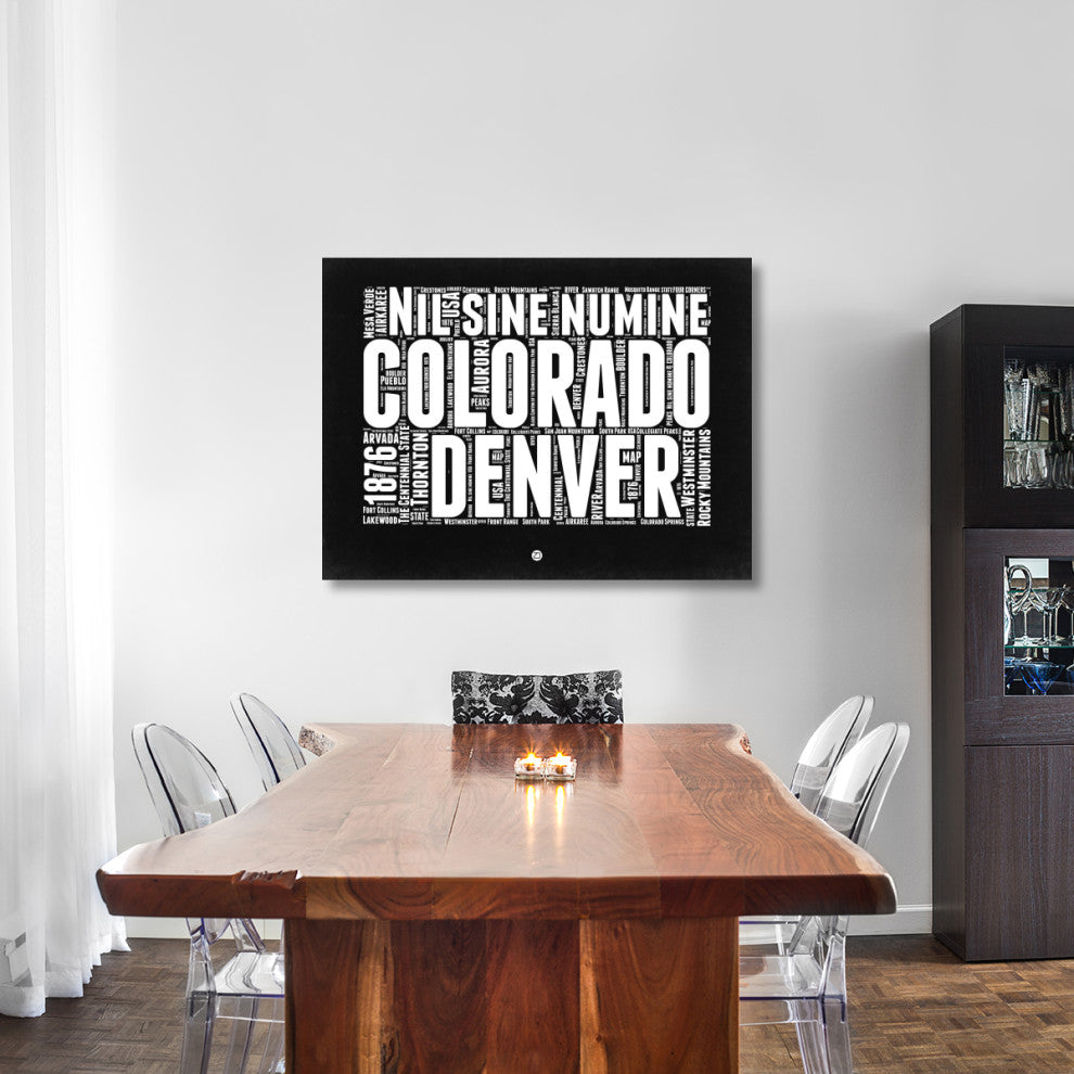 "Colorado Black and White Map" Fine Art Print