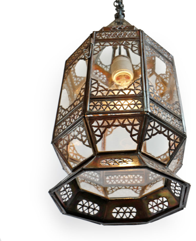 Moorish Tin and Clear Glass Lantern