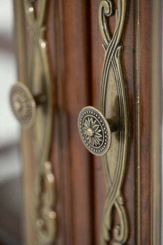 Villa Valencia Wood China Cabinet with Lighting, Classic Chestnut