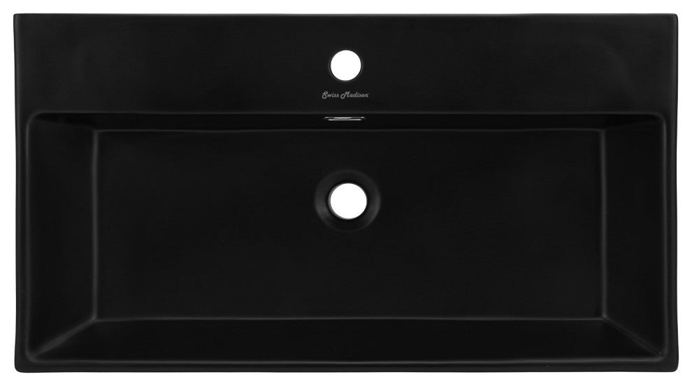 Claire 30 Ceramic Console Sink Matte Black Basin Black Legs