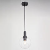 Marshall Matte Black Transitional Mini Pendant Ceiling Light Clear Glass Globe