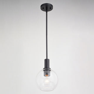 Marshall Matte Black Transitional Mini Pendant Ceiling Light Clear Glass Globe