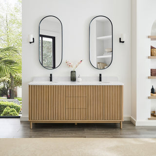 Seoul Bath Vanity, Composite Stone Top No Mirror, Washed Ash Grey, 72", Double Vanity