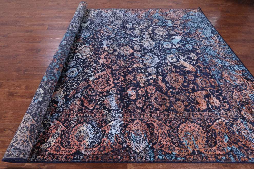 Persian Hunting Scene Handmade Wool & Silk Rug 9' 2" X 12' 1" - Q15555
