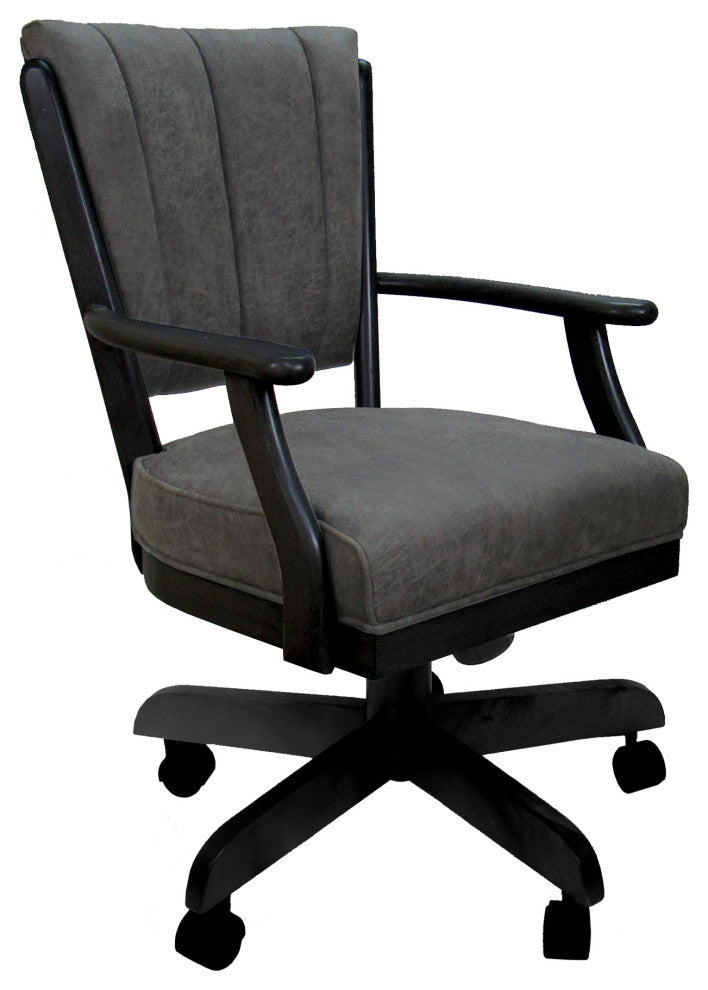 Classic Caster Swivel Dining Chair on Wheels, Solid Wood, Northwest Elk - Black