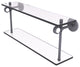 Clearview 22" Two Tiered Glass Shelf with Groovy Accents, Matte Gray