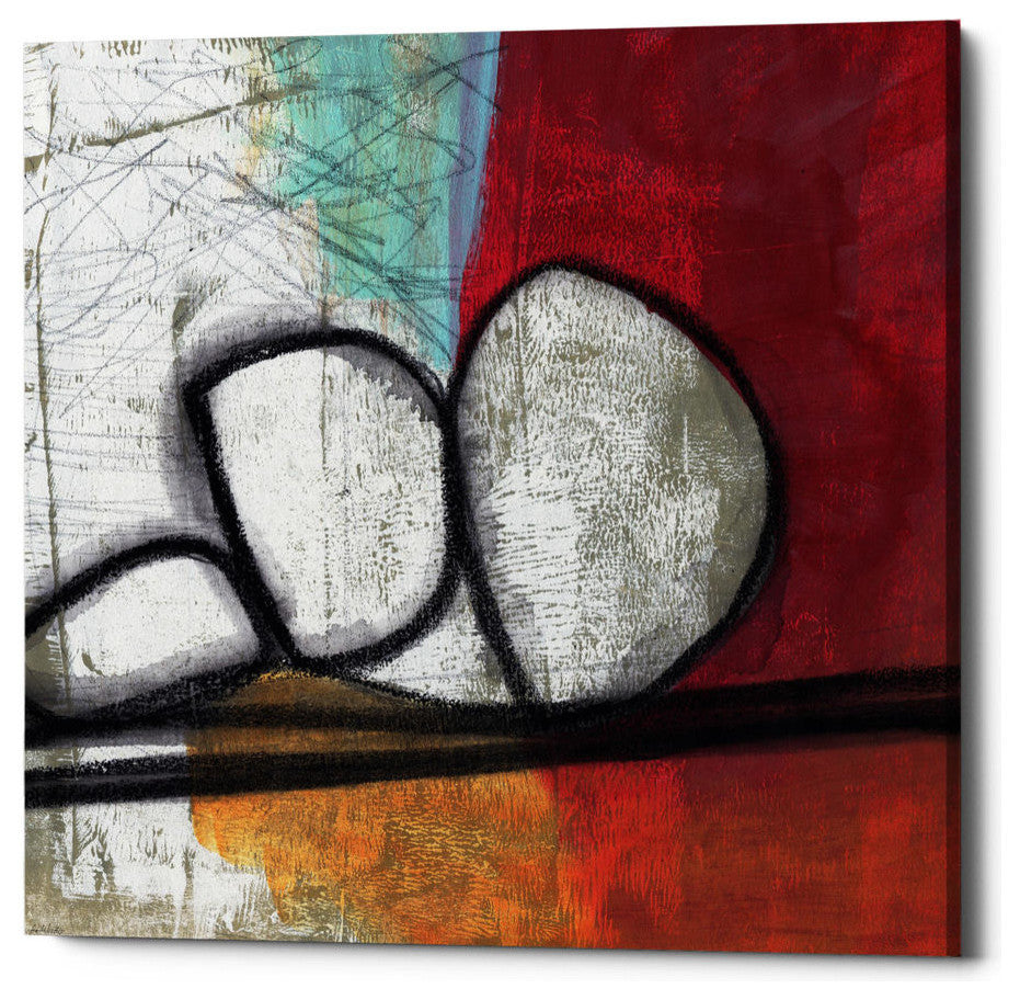 Epic Graffiti "Red Abstract" by Linda Woods, Giclee Canvas Wall Art, 18"x18"
