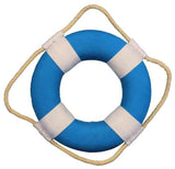 Vibrant Light Blue Decorative Lifering With White Bands Christmas Ornament 6''