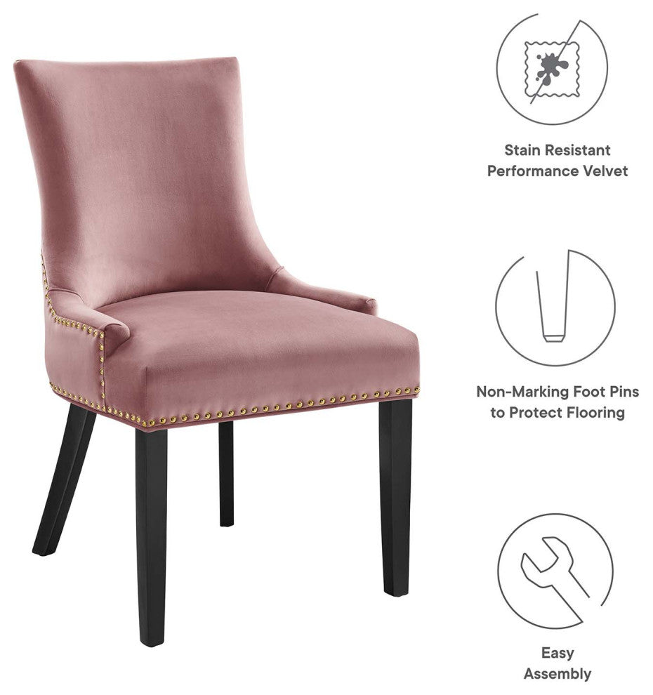 Dining Chair, Nailhead, Set of 2, Pink, Velvet, Modern, Cafe Bistro Hospitality