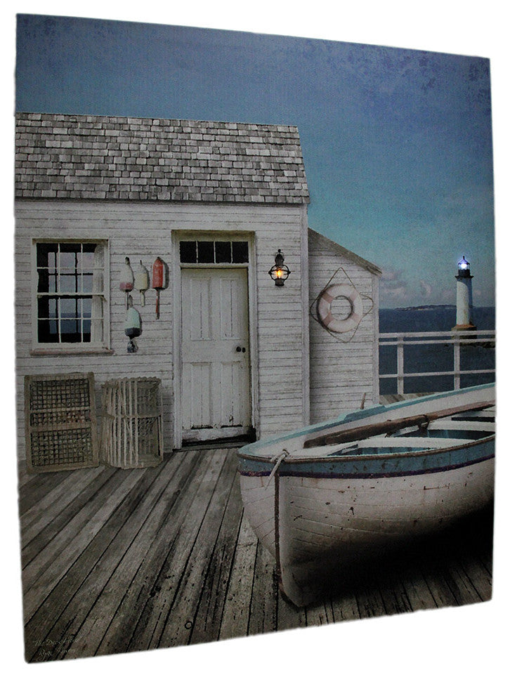 The Dockhouse LED Lighted Coastal Canvas Print 24 X 20 Inch