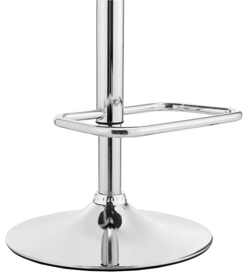 Benzara BM248172 Metal and Faux Leather Adjustable Bar Stool, Black and Silver
