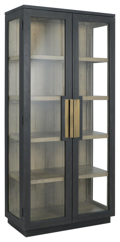 Larson 82" Reclaimed Pine Wood Cabinet, Black