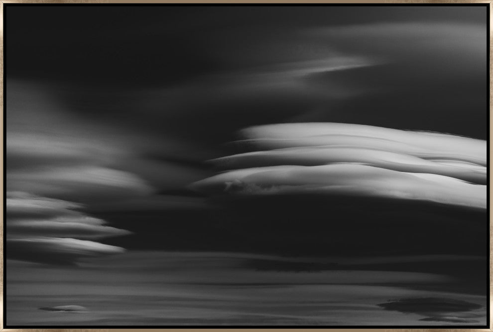 45x30 Lenticular Clouds III, Framed Artwork, Silver