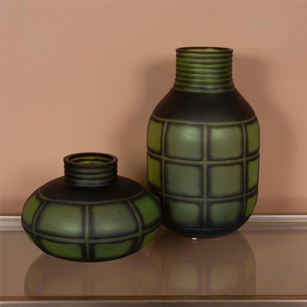 Traditional Karo Forest Green Textured Vases