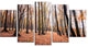 Bright Fall Forest with Clear Sky, Modern Forest Canvas Art, 60"x32", 5 Panels