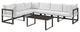 Modern Urban Contemporary Outdoor Patio Sectional Sofa Set, Brown White Fabric
