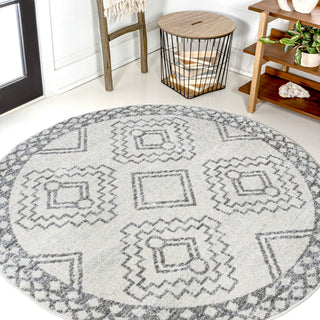 Amir Moroccan Beni Souk Rug, Cream/Gray, 8' Round