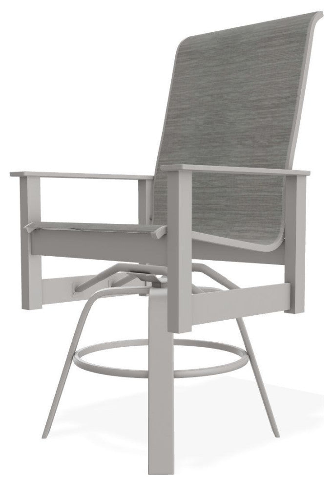Leeward Sling Balcony Height Outdoor Swivel Armchair, Sicily/Warm Gray