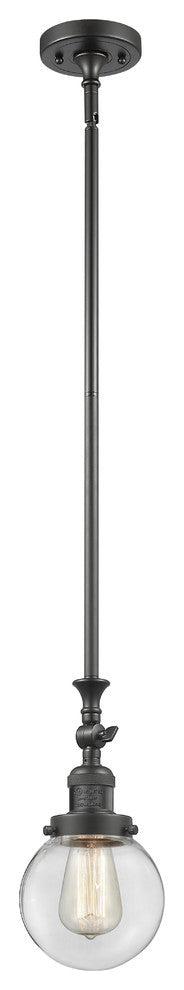 1-Light Beacon 6" Mini Pendant, Oil Rubbed Bronze, Glass: Clear