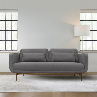 Armen Living Lilou 77" Fabric & Metal Sofa in Gray/Antique Brass