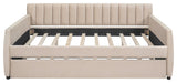 Gewnee Full Size Upholstered Daybed with Trundle,Beige