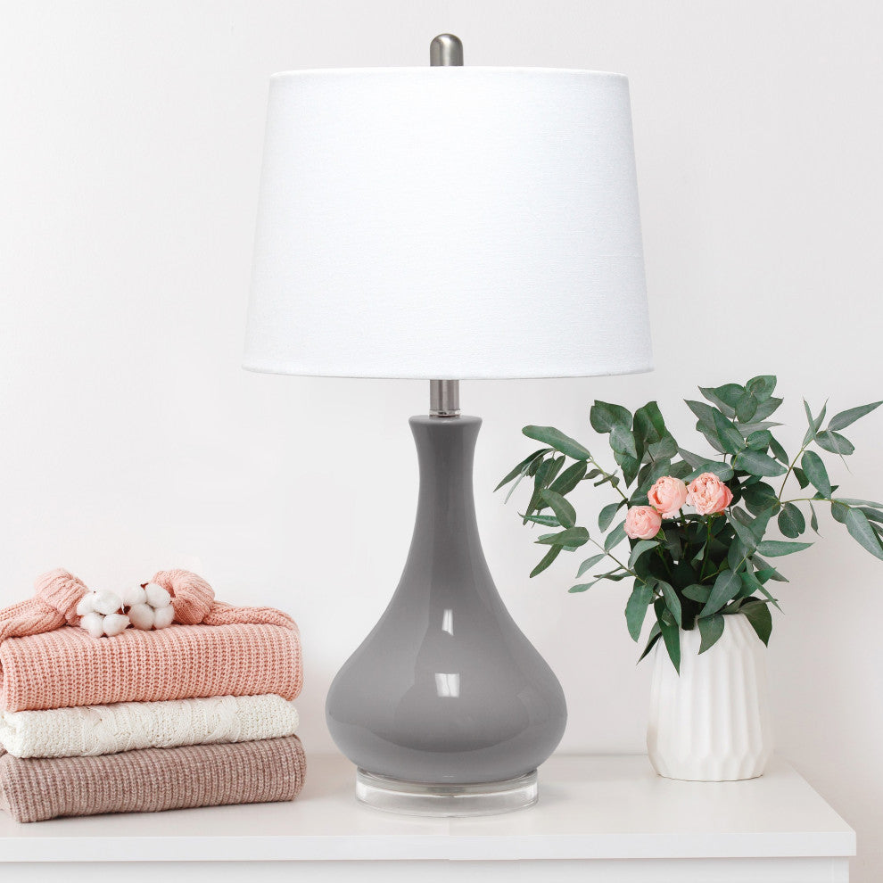 Lalia Home Droplet Table Lamp With Fabric Shade, Gray